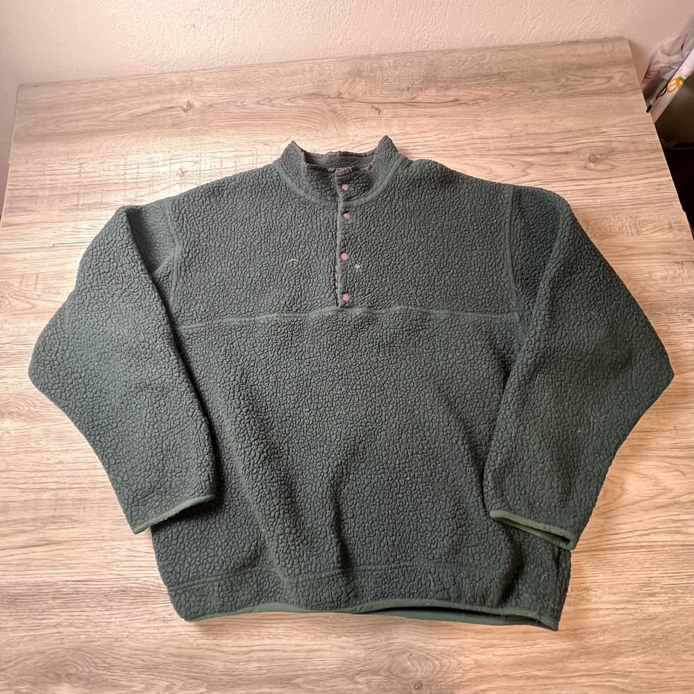 Layers Polartec Fleece Pullover Mens XL‎ Green Snap Neck Vintage Gorpcore S82